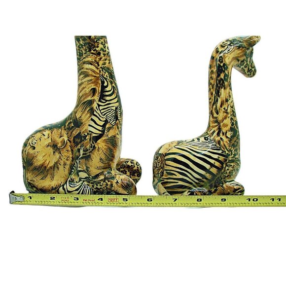 La Vie 1980's Ceramic Giraffe Mother & Baby Safari Patchwork Figurines 2 Pieces - Picture 7 of 12